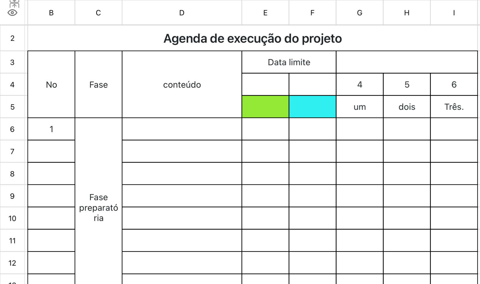 Agenda de execução do projeto